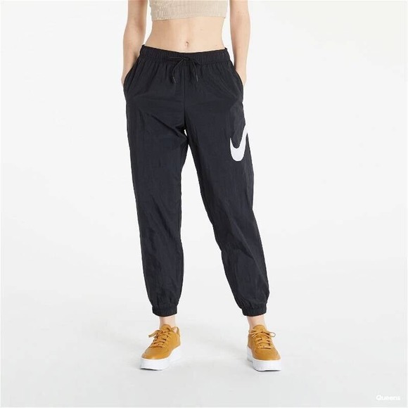 NWT Nike Sportswear‎ Pants Womens Small Essential Mid Rise Crinkle Woven Black - Picture 1 of 8